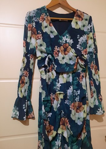 Çiçek Desenli V Yaka Bohem Elbise - Görsel 3