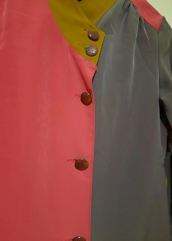 Düğmeli Uzun Kollu Renkli Kadın Tunik - Görsel 3