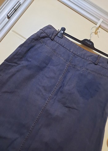 Kadın Midi Boy Bol Kesim Uzun Kot Etek - Görsel 3