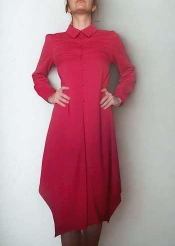 Bordo Uzun Kollu Düğmeli Kadın Tunik - Görsel 3