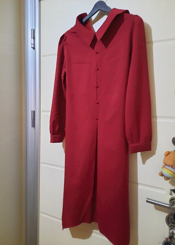 Bordo Uzun Kollu Düğmeli Kadın Tunik - Görsel 2