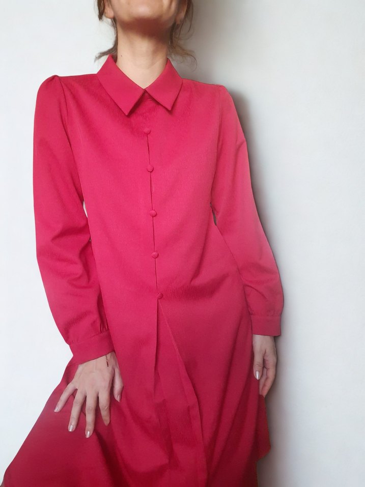 Bordo Uzun Kollu Düğmeli Kadın Tunik - Görsel 4