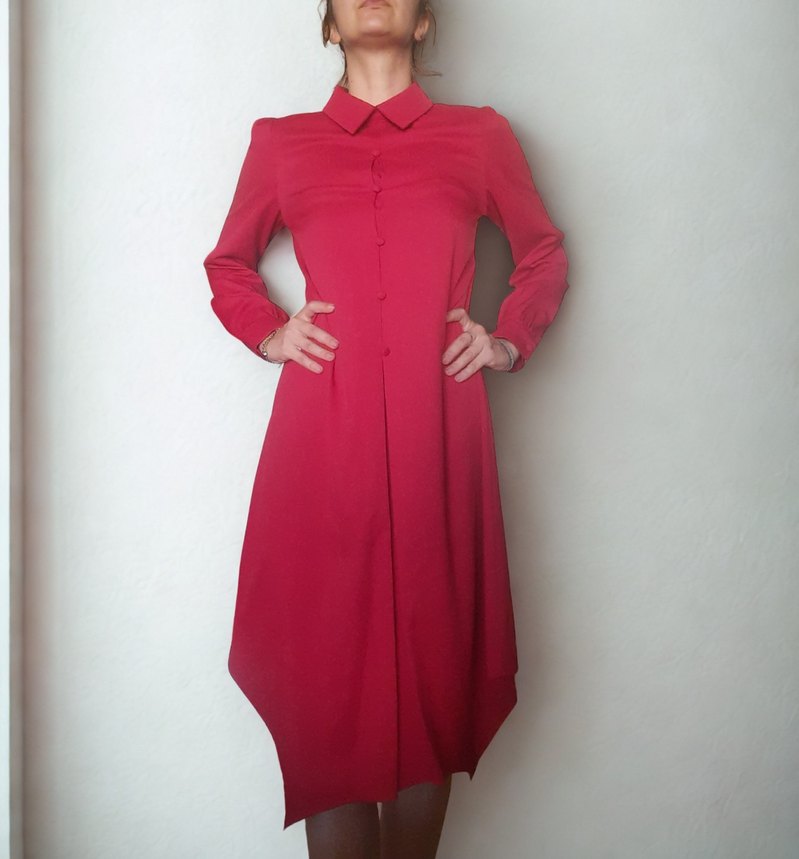 Bordo Uzun Kollu Düğmeli Kadın Tunik - Görsel 3