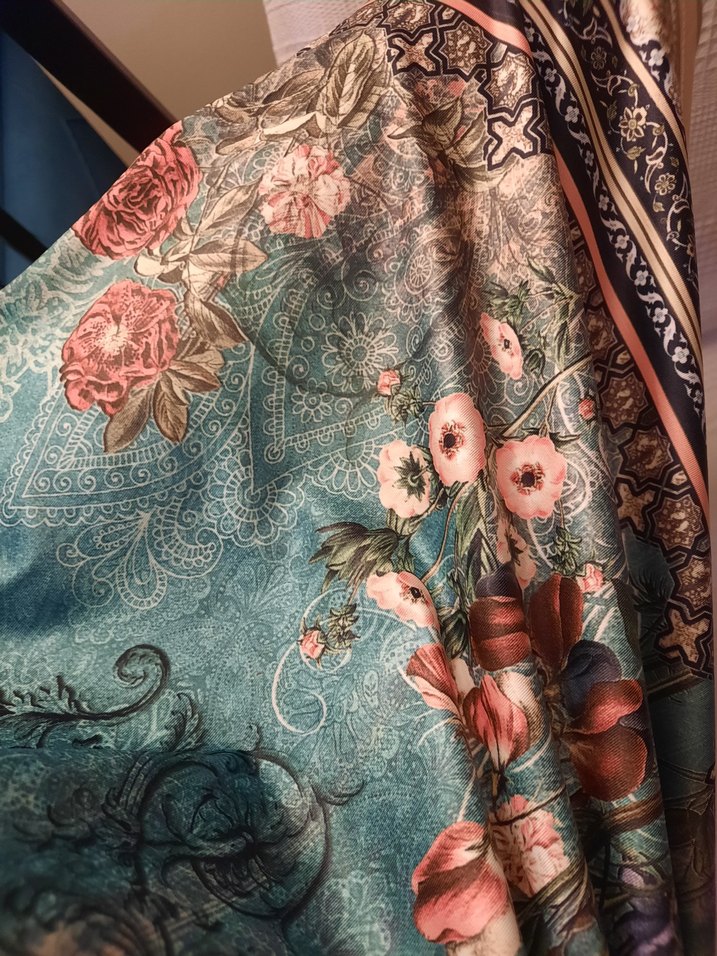 Bohem Kolsuz Mini Elbise Turkuaz Desenli - Görsel 3