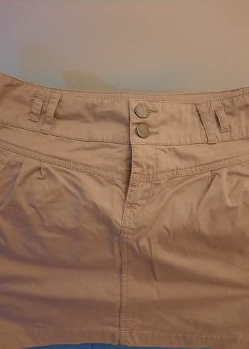 Bej Kemerli Mini Kadın Etek - Görsel 3