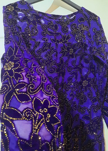 Taşlı Mor Elbise - Görsel 2