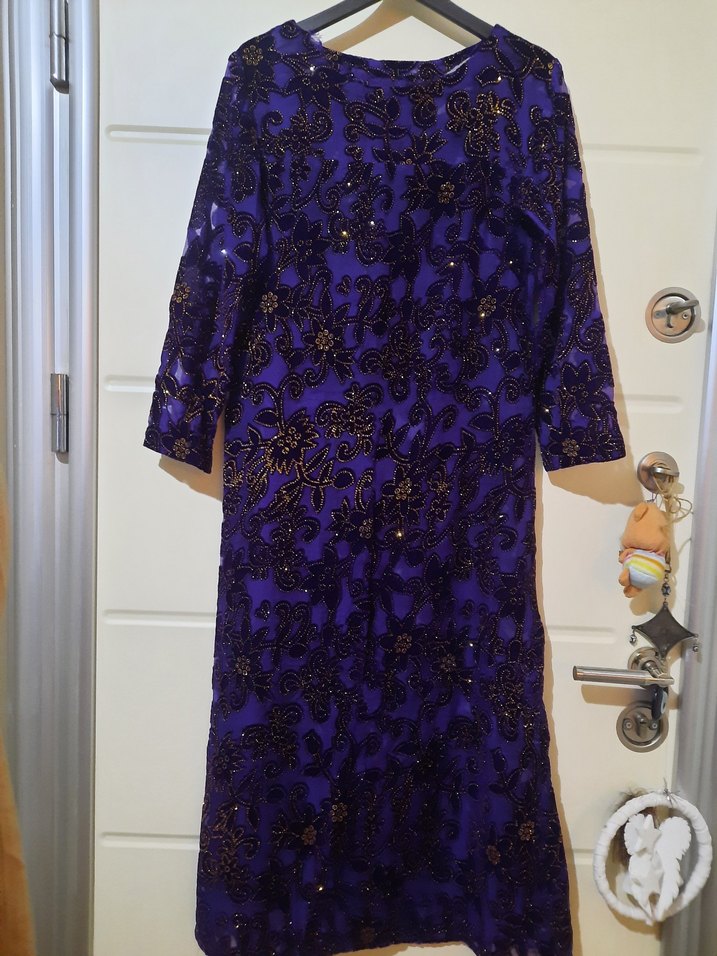 Taşlı Mor Elbise - Görsel 3