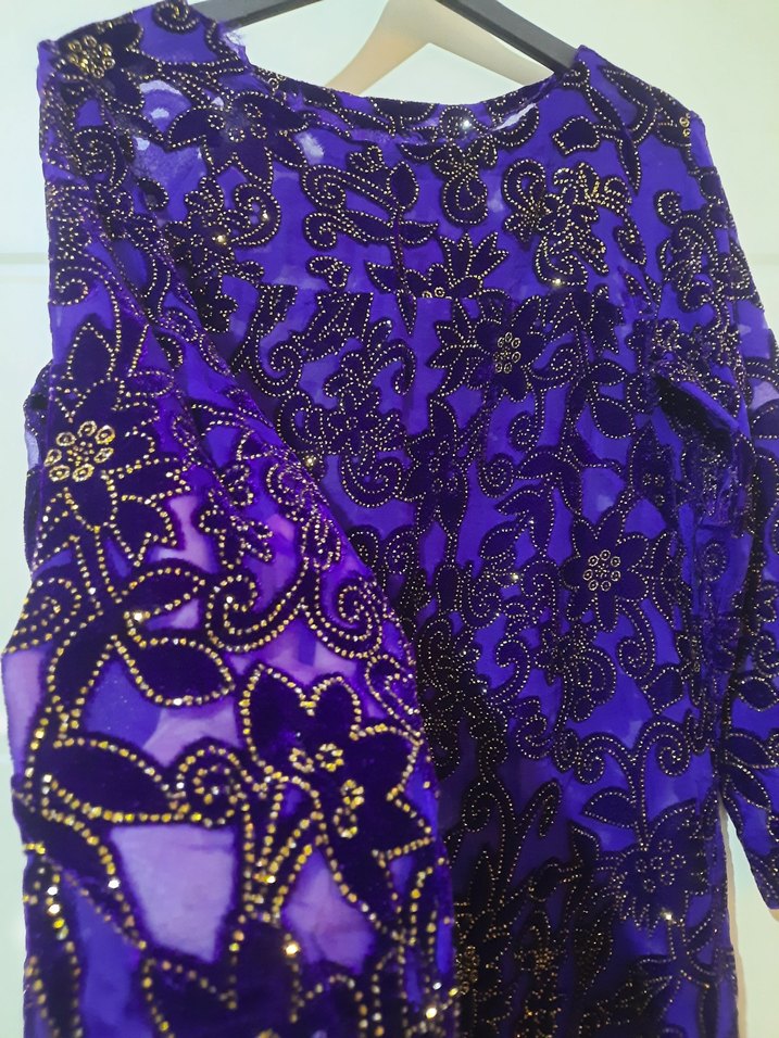 Taşlı Mor Elbise - Görsel 2