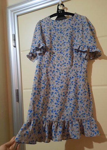 Kısa Kollu Çıcekli Midi Elbise - Görsel 7