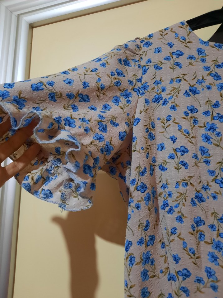 Kısa Kollu Çıcekli Midi Elbise - Görsel 5