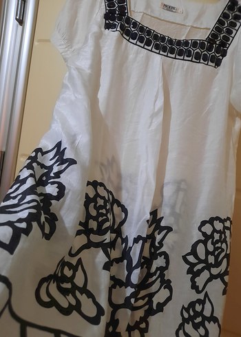 Nakışlı Bohem Kısa Kollu Midi Elbise - Görsel 4