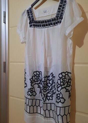 Nakışlı Bohem Kısa Kollu Midi Elbise - Görsel 3