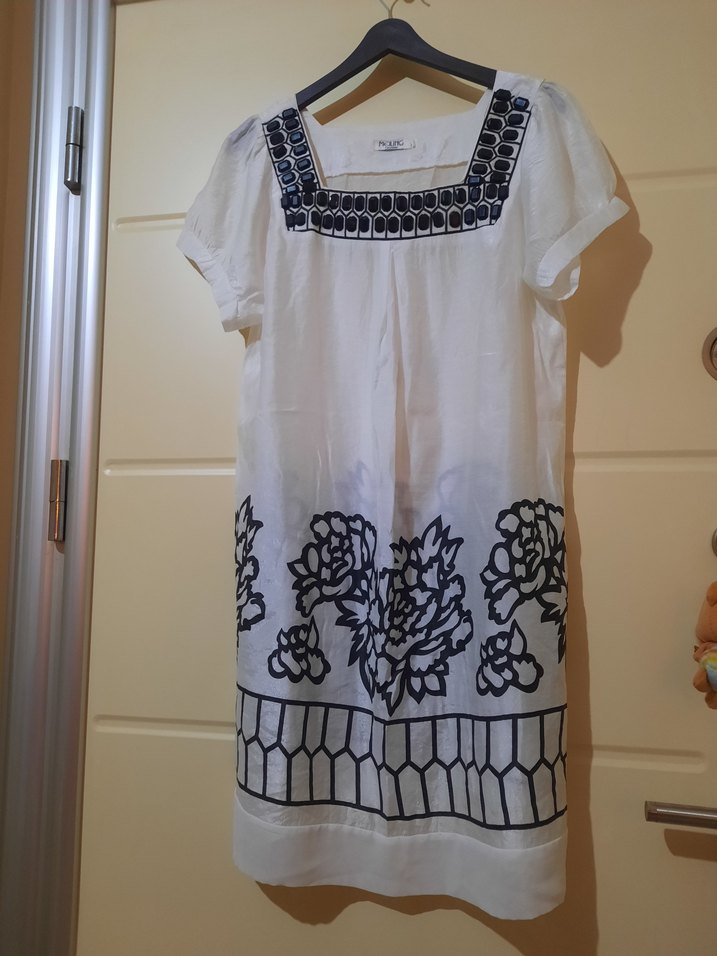 Nakışlı Bohem Kısa Kollu Midi Elbise - Görsel 2