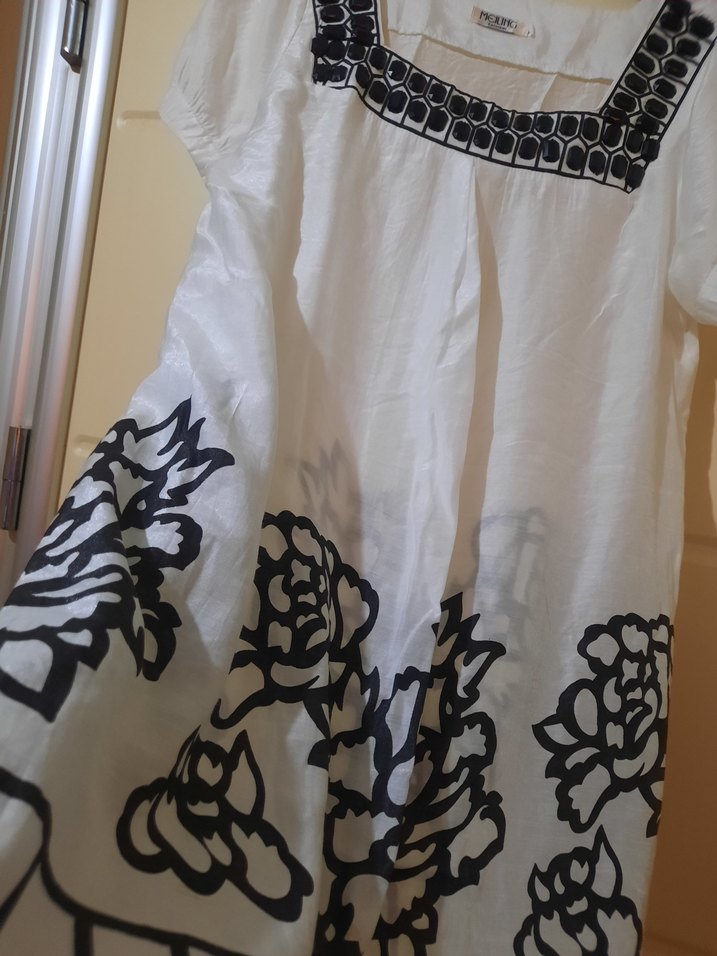 Nakışlı Bohem Kısa Kollu Midi Elbise - Görsel 4