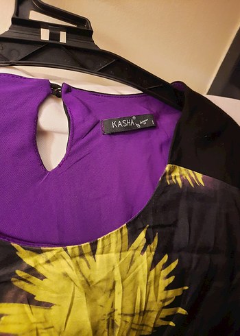 Uzun Kollu Mor Siyah Desenli Kadın Bluz - Görsel 4