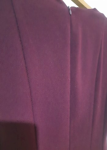 Bordo Midi Drapeli Klasik Kadın Elbise - Görsel 4