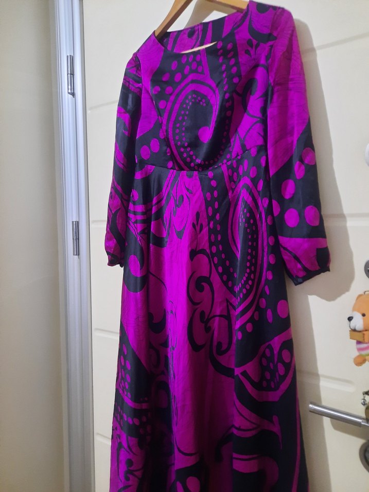 Renkli  Desenli Bohem Uzun Elbise - Görsel 2