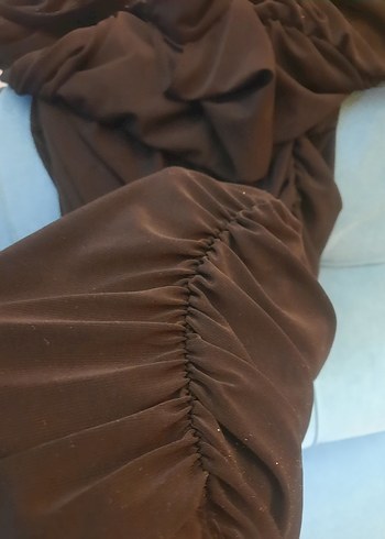 Siyah Drapeli Straplez Uzun Elbise - Görsel 4