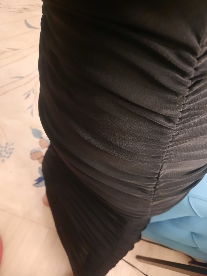 Siyah Drapeli Straplez Uzun Elbise - Görsel 2