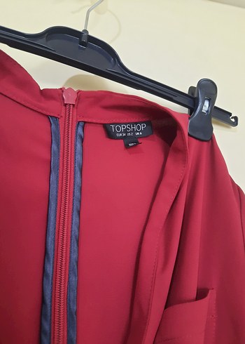 Kadın Bordi Mini V Yaka Tulum - Görsel 4