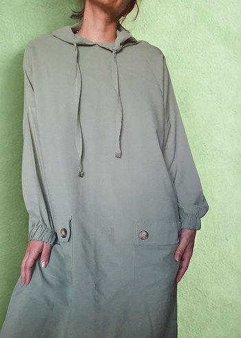 Salaş Kesim Uzun Kollu Haki Tunik/Elbise