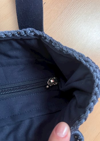 Mavi Gri Örgü Kadın Çanta - Görsel 3