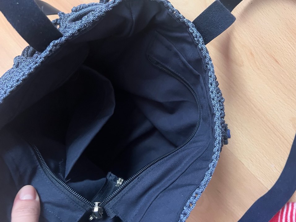 Mavi Gri Örgü Kadın Çanta - Görsel 4