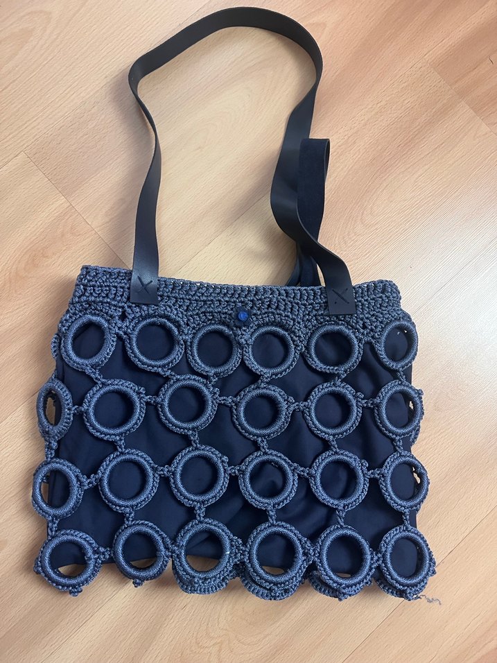 Mavi Gri Örgü Kadın Çanta - Görsel 2