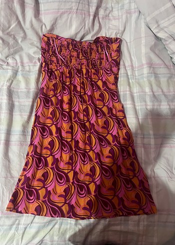 Bohem Tarz Çok Renkli Boyundan Askılı Elbise - Görsel 2