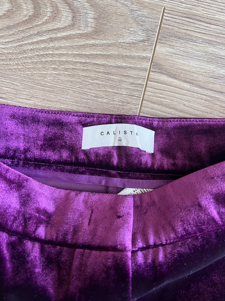 Kadın Mor Kadife Rahat Kesim Pantolon - Görsel 2