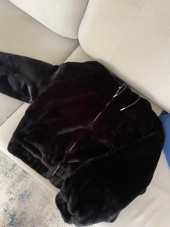 Siyah Kapüşonlu Kürk LCW Hiç giyilmedi - Görsel 2