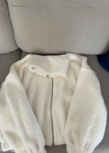 Beyaz Peluş Kadın Ceket - Görsel 2