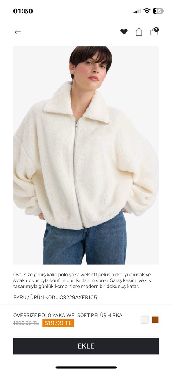 Beyaz Peluş Kadın Ceket - Görsel 3