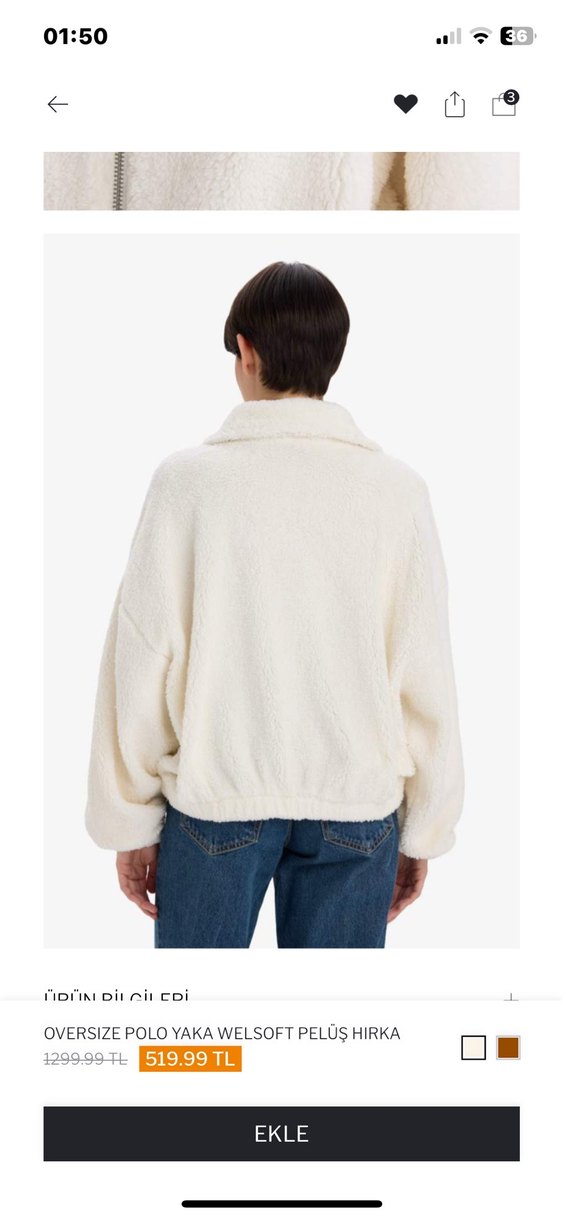 Beyaz Peluş Kadın Ceket - Görsel 4