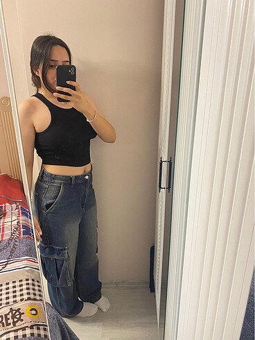 38 Beden lacivert Renk bershka baggy jean
