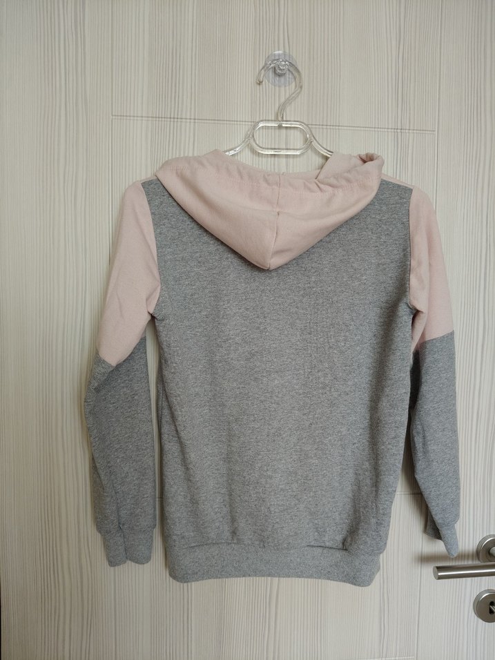 Kapüşonlu, Baskılı Gri Sweatshirt - Görsel 3