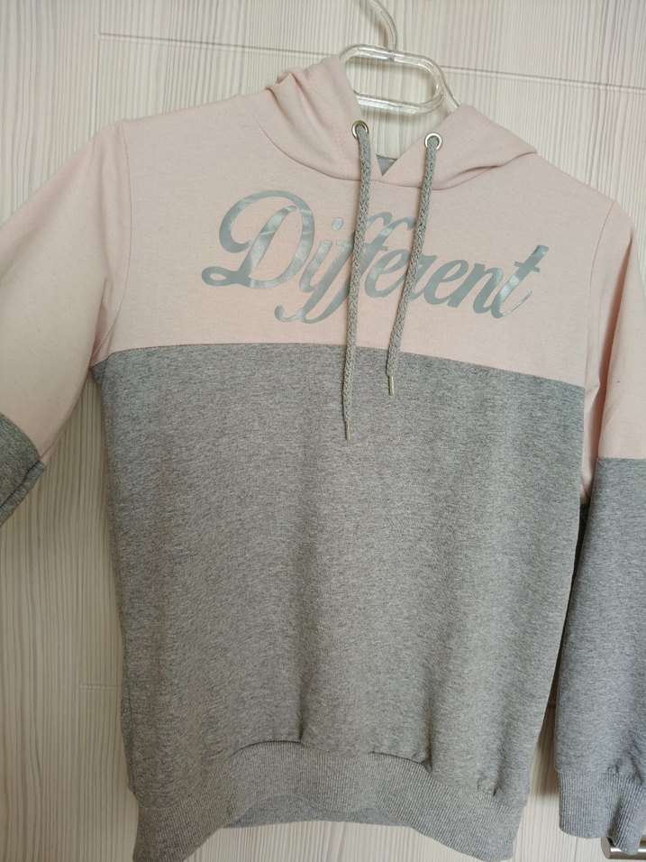 Kapüşonlu, Baskılı Gri Sweatshirt - Görsel 4