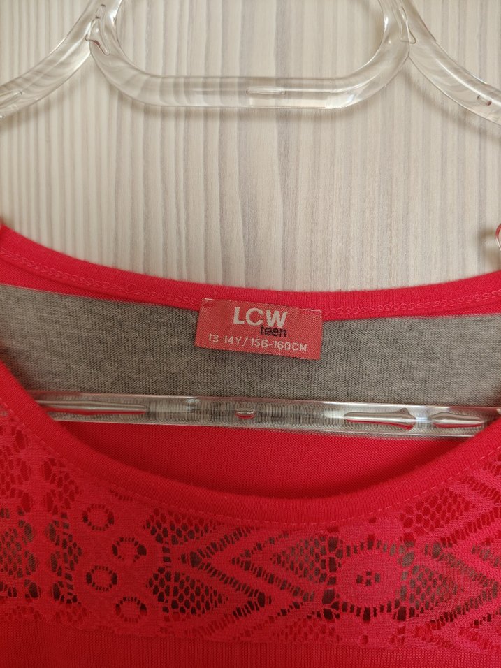 Kız Çocuk Pembe Gri Çizgili Dantelli Elbise - Görsel 4