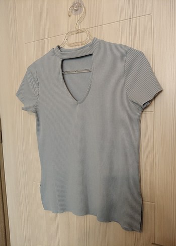 V Yaka bebe mavisi Kadın Tişört - Görsel 2