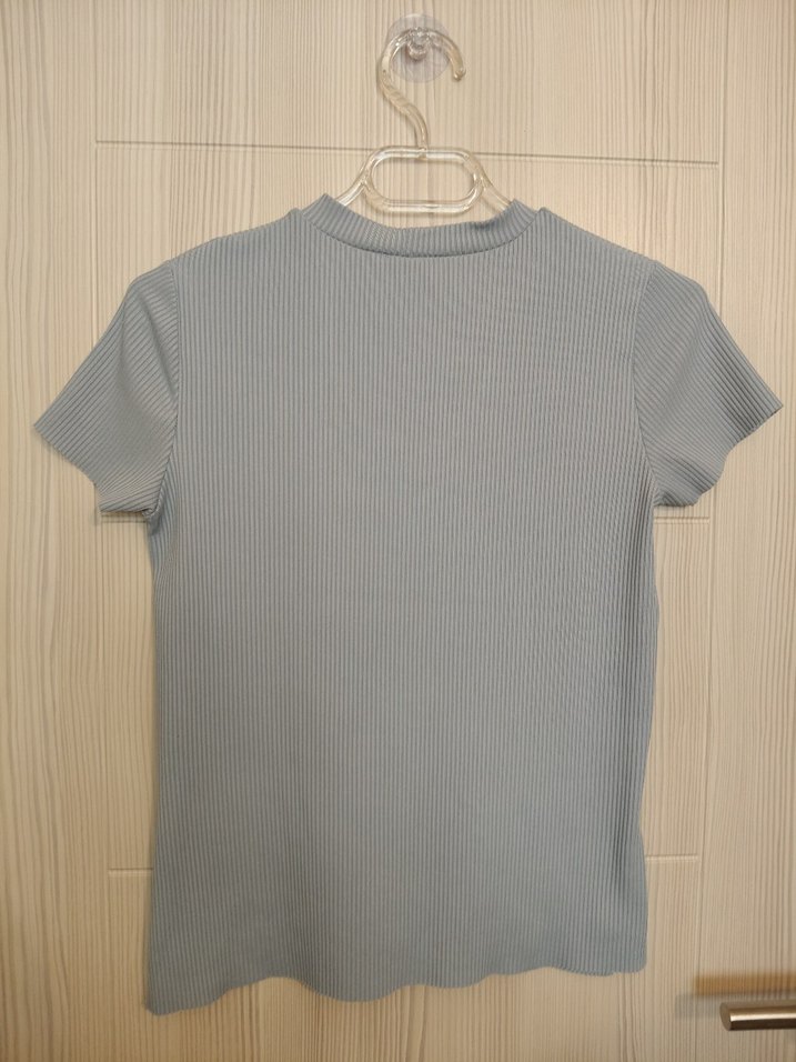 V Yaka bebe mavisi Kadın Tişört - Görsel 4