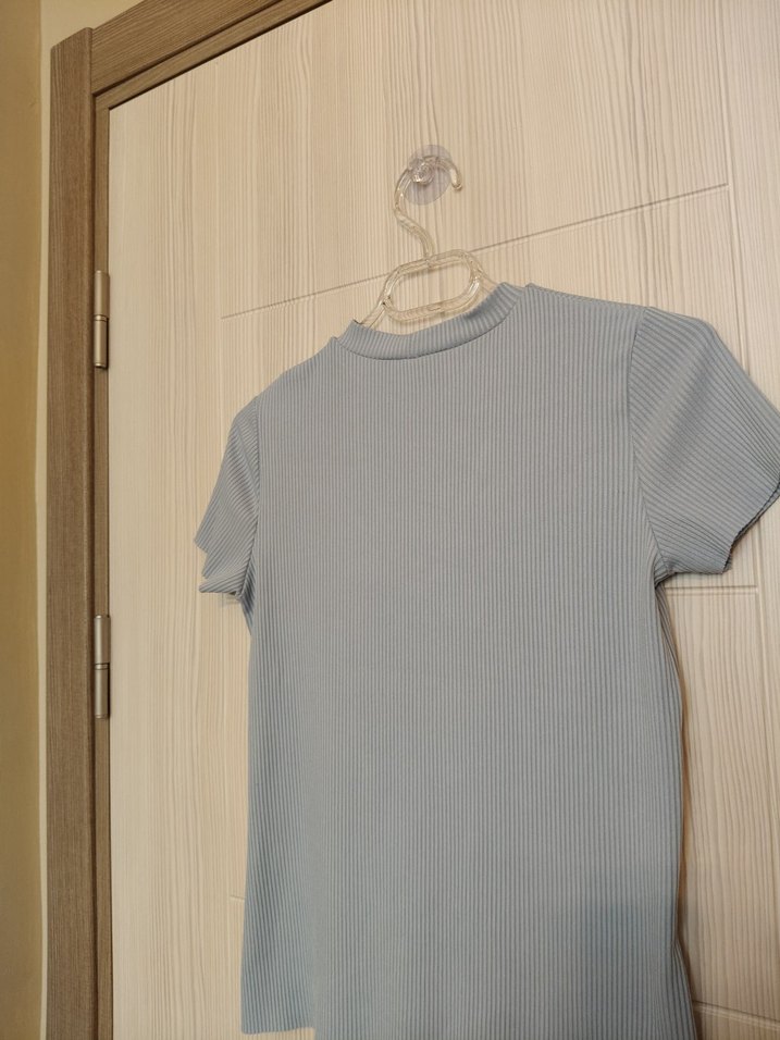 V Yaka bebe mavisi Kadın Tişört - Görsel 5