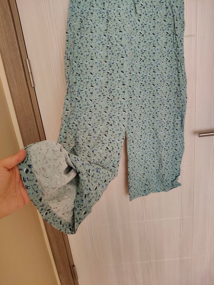 Kadın su yeşili Bol Kesim Kumaş Pantolon - Görsel 2