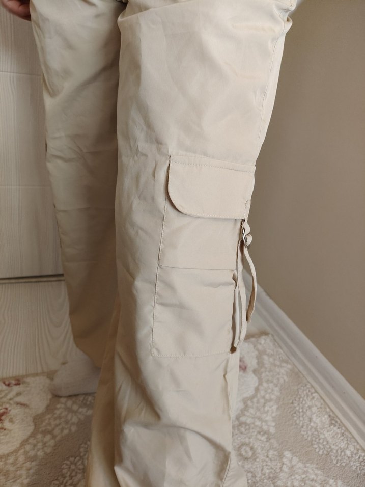 Bej renkte Rahat Kesim Kadın Pantolon - Görsel 5