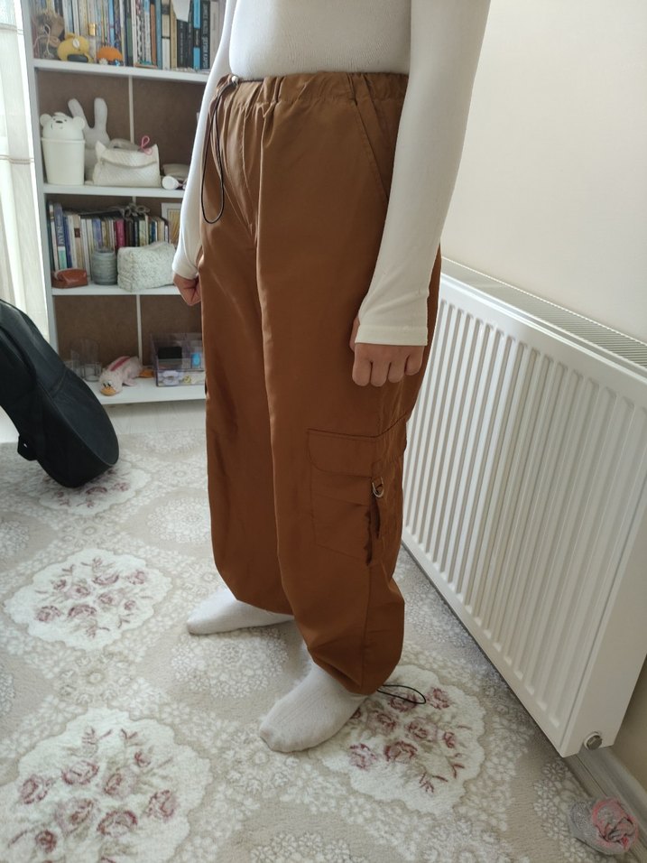 Bej Rahat Kesim Kadın Kumaş Pantolon - Görsel 2