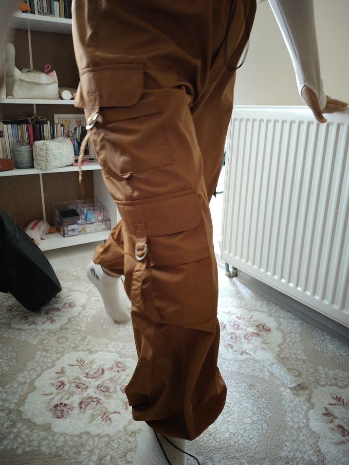 Bej Rahat Kesim Kadın Kumaş Pantolon - Görsel 3