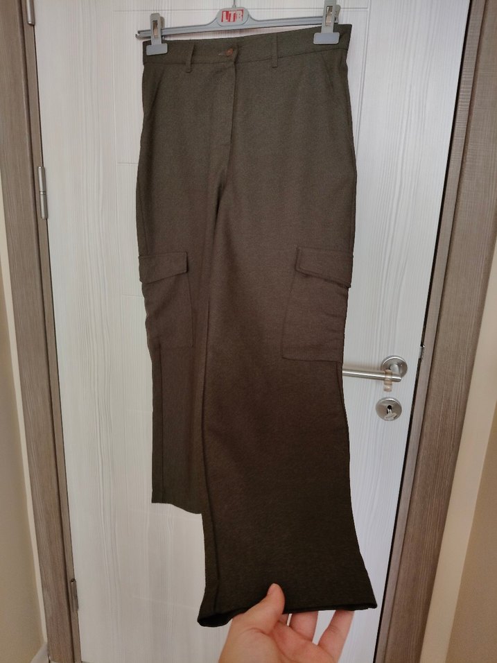 Kahverengi Kemerli Kadın Kumaş Pantolon - Görsel 2