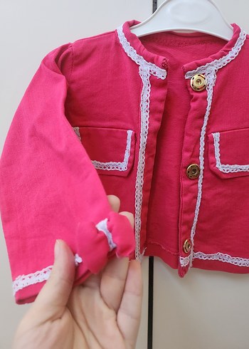 Düğmeli Pembe Kız Bolero - Görsel 3