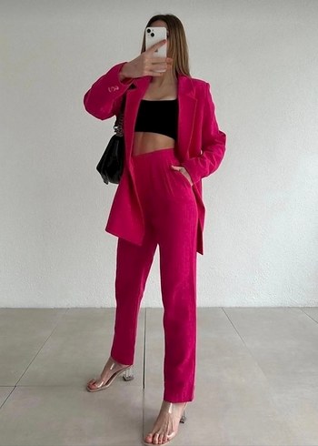 Pembe Midi Kadın Takım Elbise