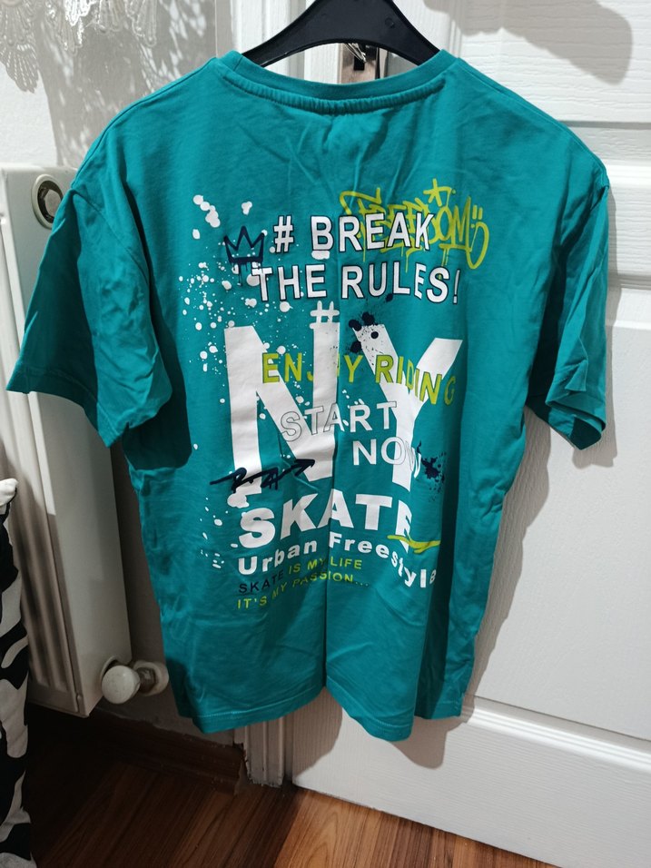 Erkek Çocuk Yeşil Baskılı Kısa Kollu Tişört - Görsel 2