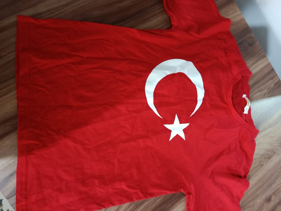 Kırmızı Ay Yıldız Baskılı Erkek Tişört - Görsel 2